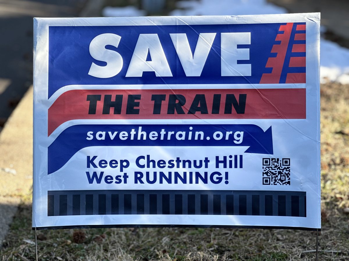 A sign in support of Chestnut Hill West
