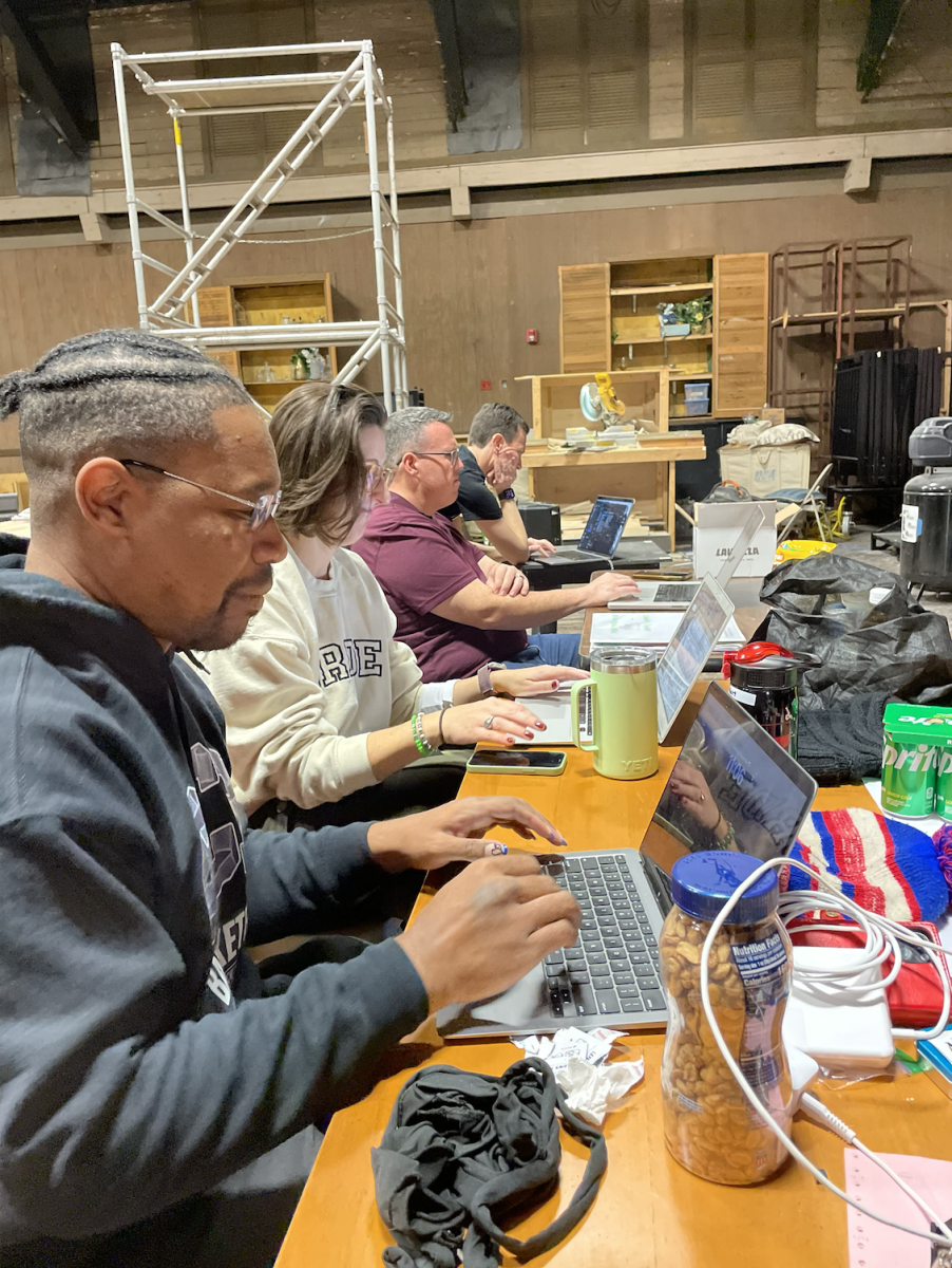 The Players production team preps for the first day of Tech Week.