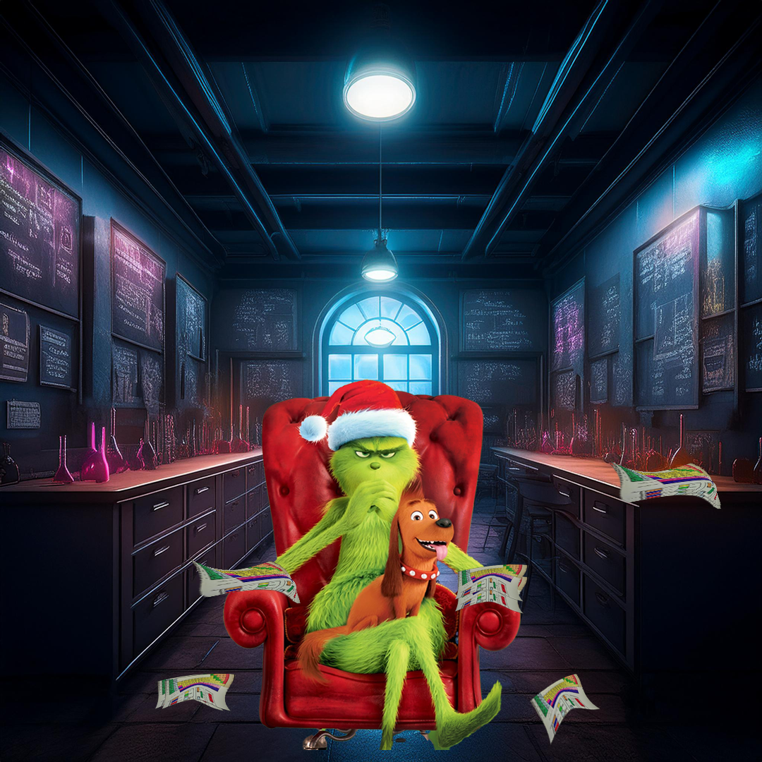 Grinch Chilling in Secret Chemistry Bunker