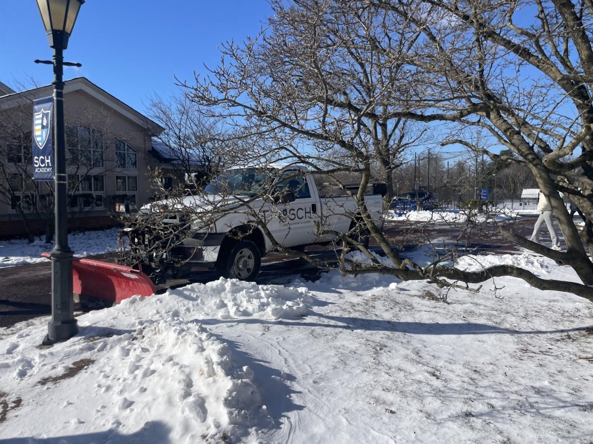 The SCH maintenance team is busy this Winter, salting the sidewalks and clearing the roads