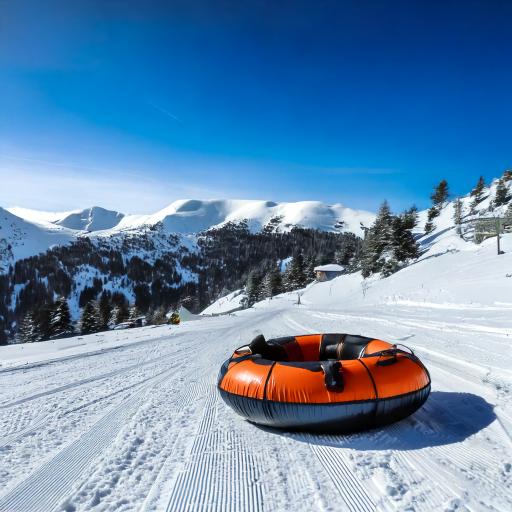 AI generated image from Microsoft Designer. Prompt: Snow Tubing Down Mountain