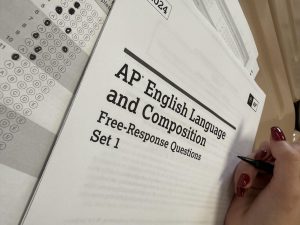 Student working on AP exam