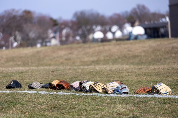 SCH gloves lined up pre-game.