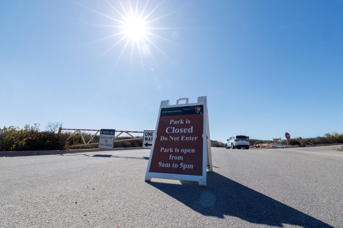 The entrance to Cabrillo National Monument is shown closed during the first day of a partial U.S. government shutdown, in San Diego, California, U.S., October 1, 2025. REUTERS/Mike Blake