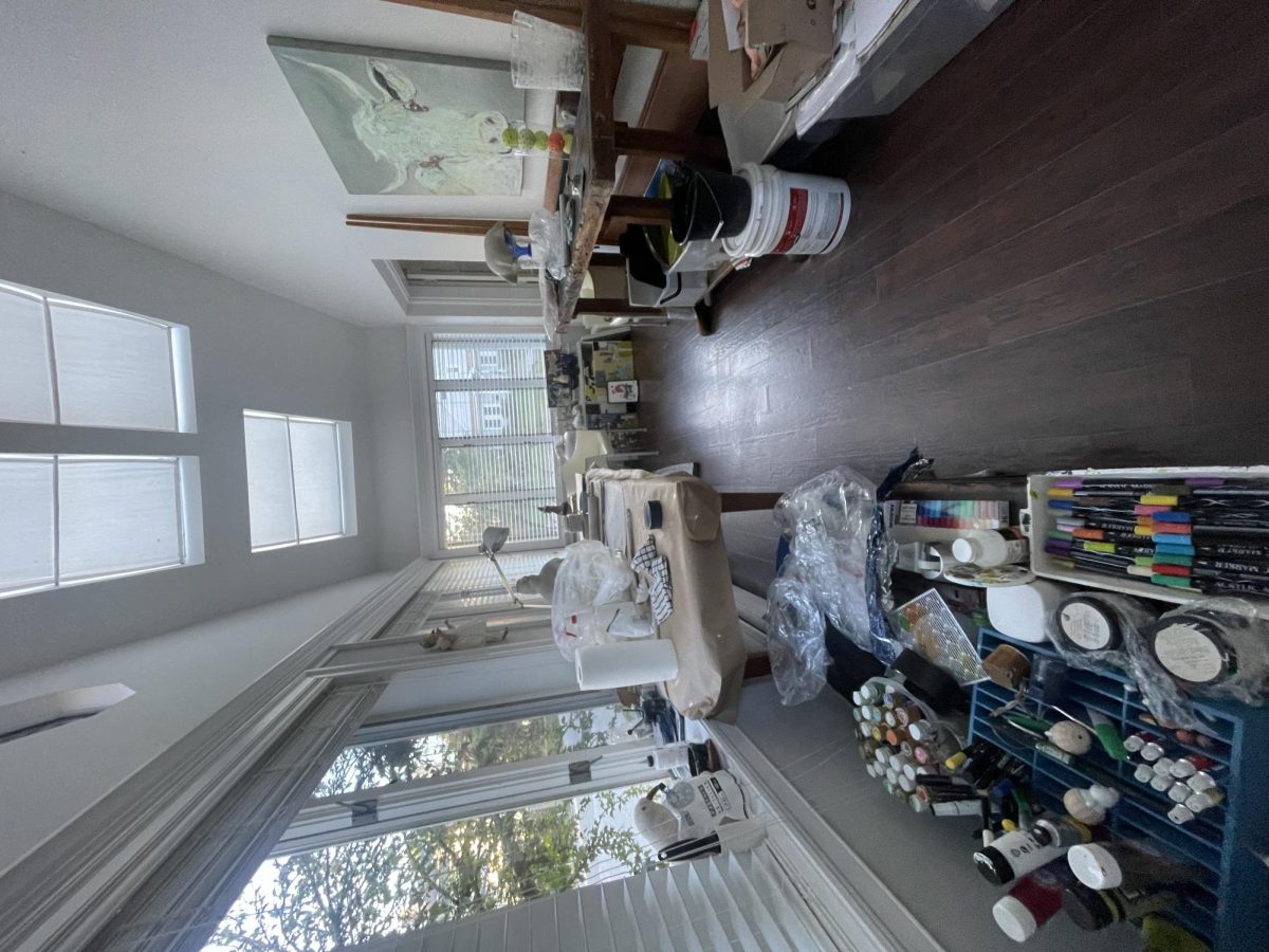 The Studio: Denise Dietrich de Stolte’s cozy room with “windows on all sides where golden light covers the surface.” This is where she finds “joy and peace of mind” in creating abstract paintings and ceramics.
