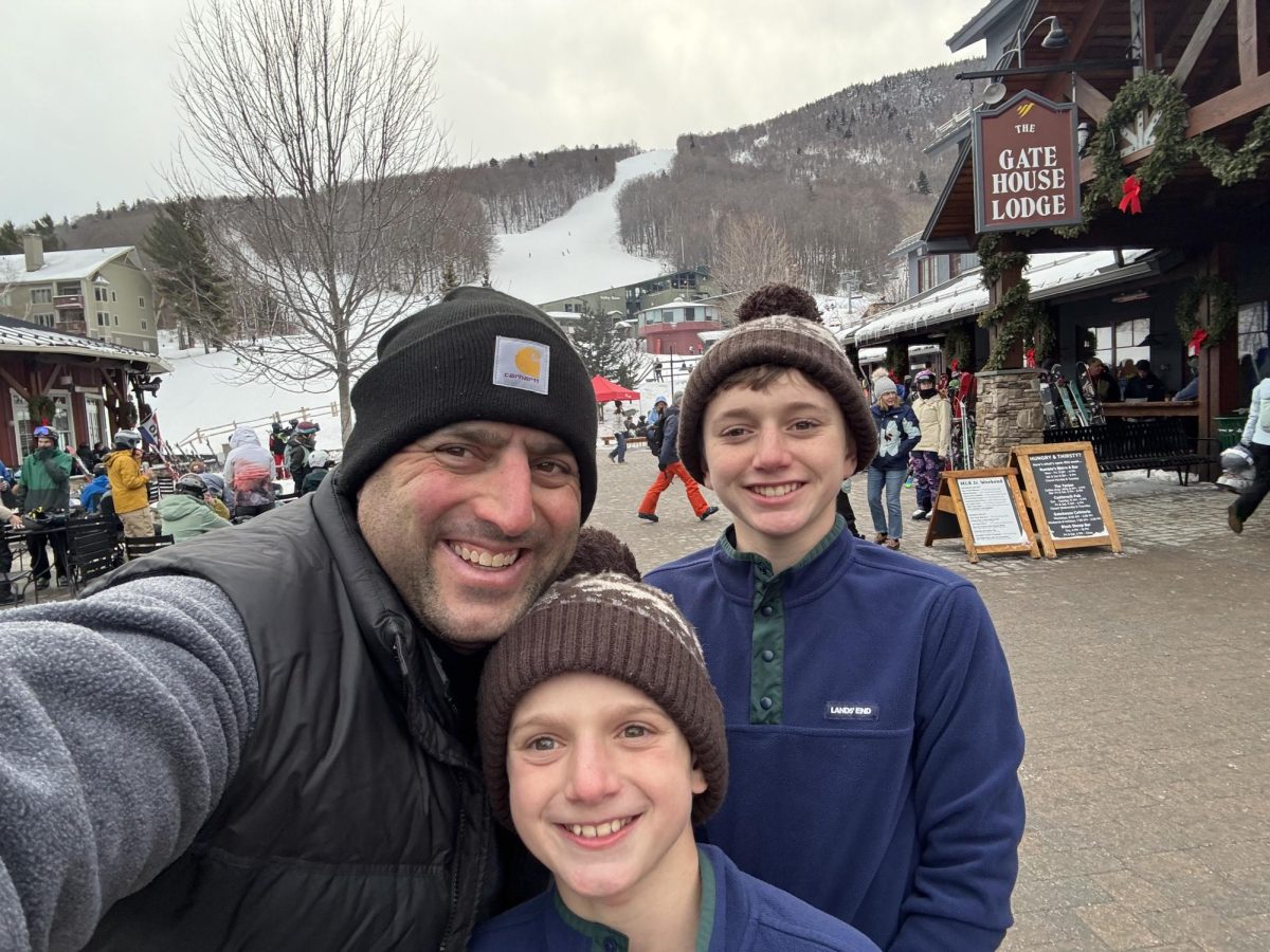 Mr. Ramer, Grant Ramer, and Landon Ramer; enjoying the town of Sugarbush after a long day on the slopes.